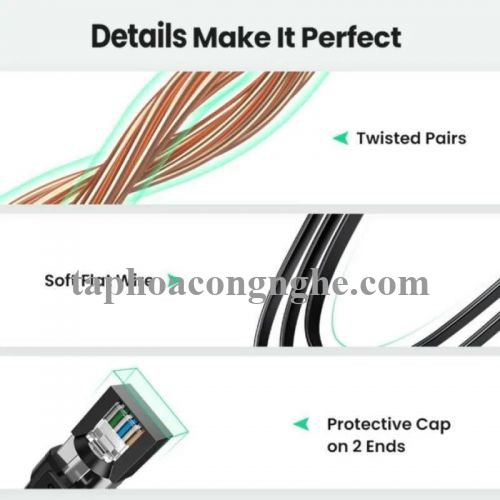 Ugreen 10979 0.5M CAT8 U-FTP 2000Mhz 30AWG cáp mạng màu đen 50cm NW134 30010979